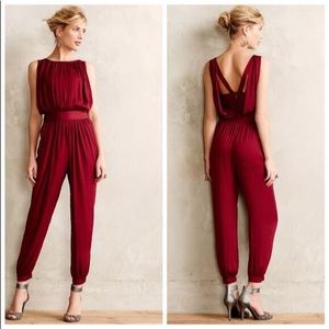 Anthropologie Nomad Morgan Carper Garnet Jumpsuit